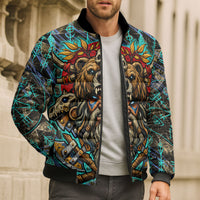 Viking Berserker Bear Warrior Bomber Puffer Jacket Norse Mythology Rune Sigil Illustration