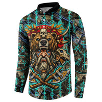Viking Berserker Bear Warrior Button Sweatshirt Norse Mythology Rune Sigil Illustration