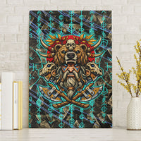 Viking Berserker Bear Warrior Canvas Wall Art Norse Mythology Rune Sigil Illustration