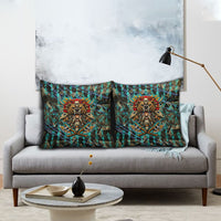 Viking Berserker Bear Warrior Pillow Cover Norse Mythology Rune Sigil Illustration