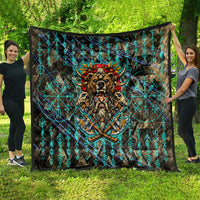 Viking Berserker Bear Warrior Quilt Norse Mythology Rune Sigil Illustration