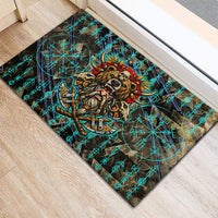 Viking Berserker Bear Warrior Rubber Doormat Norse Mythology Rune Sigil Illustration