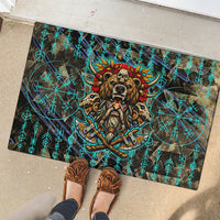 Viking Berserker Bear Warrior Rubber Doormat Norse Mythology Rune Sigil Illustration