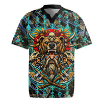 Viking Berserker Bear Warrior Rugby Jersey Norse Mythology Rune Sigil Illustration