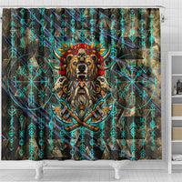Viking Berserker Bear Warrior Shower Curtain Norse Mythology Rune Sigil Illustration