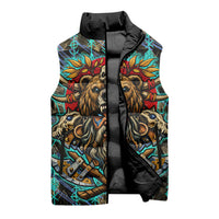 Viking Berserker Bear Warrior Sleeveless Puffer Jacket Norse Mythology Rune Sigil Illustration