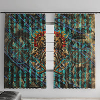 Viking Berserker Bear Warrior Window Curtain Norse Mythology Rune Sigil Illustration