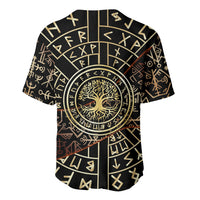 Viking Shieldmaiden and Yggdrasil Baseball Jersey Norse Rune Circle Mythology Illustration