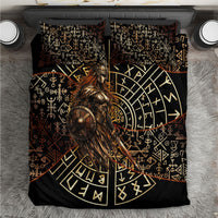 Viking Shieldmaiden and Yggdrasil Bedding Set Norse Rune Circle Mythology Illustration