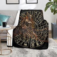 Viking Shieldmaiden and Yggdrasil Blanket Norse Rune Circle Mythology Illustration