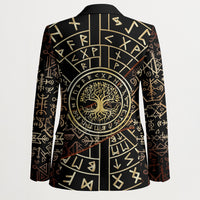 Viking Shieldmaiden and Yggdrasil Blazer Norse Rune Circle Mythology Illustration