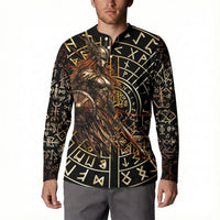 Viking Shieldmaiden and Yggdrasil Button Sweatshirt Norse Rune Circle Mythology Illustration
