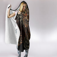 Viking Shieldmaiden and Yggdrasil Hooded Blanket Norse Rune Circle Mythology Illustration