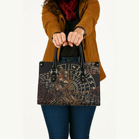 Viking Shieldmaiden and Yggdrasil Leather Bag Norse Rune Circle Mythology Illustration