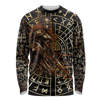 Viking Shieldmaiden and Yggdrasil Long Sleeve Shirt Norse Rune Circle Mythology Illustration