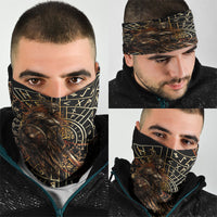 Viking Shieldmaiden and Yggdrasil Neck Gaiter Norse Rune Circle Mythology Illustration