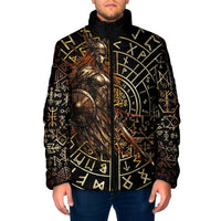 Viking Shieldmaiden and Yggdrasil Padded Jacket Norse Rune Circle Mythology Illustration