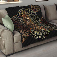 Viking Shieldmaiden and Yggdrasil Quilt Norse Rune Circle Mythology Illustration