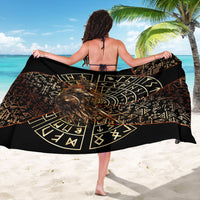 Viking Shieldmaiden and Yggdrasil Sarong Norse Rune Circle Mythology Illustration