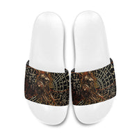 Viking Shieldmaiden and Yggdrasil Slide Sandals Norse Rune Circle Mythology Illustration
