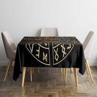Viking Shieldmaiden and Yggdrasil Tablecloth Norse Rune Circle Mythology Illustration