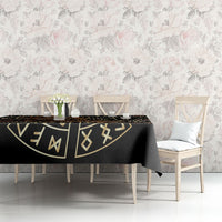 Viking Shieldmaiden and Yggdrasil Tablecloth Norse Rune Circle Mythology Illustration