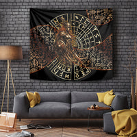 Viking Shieldmaiden and Yggdrasil Tapestry Norse Rune Circle Mythology Illustration