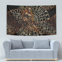 Viking Shieldmaiden and Yggdrasil Tapestry Norse Rune Circle Mythology Illustration