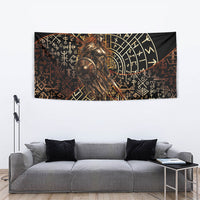Viking Shieldmaiden and Yggdrasil Tapestry Norse Rune Circle Mythology Illustration