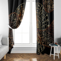 Viking Shieldmaiden and Yggdrasil Window Curtain Norse Rune Circle Mythology Illustration