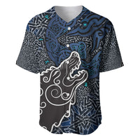Viking Wolf and Valknut Baseball Jersey Nordic Knotwork Rune Illustration