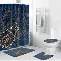 Viking Wolf and Valknut Bathroom Set Nordic Knotwork Rune Illustration