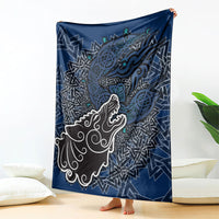 Viking Wolf and Valknut Blanket Nordic Knotwork Rune Illustration