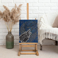 Viking Wolf and Valknut Canvas Wall Art Nordic Knotwork Rune Illustration