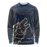Viking Wolf and Valknut Long Sleeve Shirt Nordic Knotwork Rune Illustration