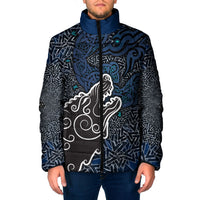 Viking Wolf and Valknut Padded Jacket Nordic Knotwork Rune Illustration