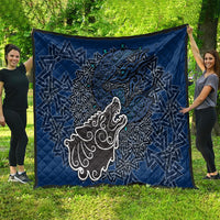 Viking Wolf and Valknut Quilt Nordic Knotwork Rune Illustration