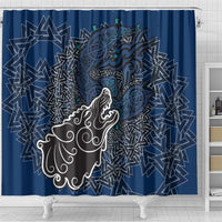 Viking Wolf and Valknut Shower Curtain Nordic Knotwork Rune Illustration