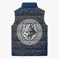 Viking Wolf and Valknut Sleeveless Puffer Jacket Nordic Knotwork Rune Illustration