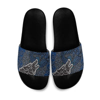 Viking Wolf and Valknut Slide Sandals Nordic Knotwork Rune Illustration