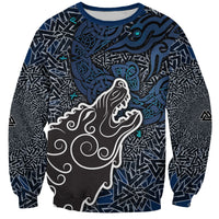 Viking Wolf and Valknut Sweatshirt Nordic Knotwork Rune Illustration