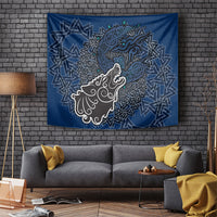 Viking Wolf and Valknut Tapestry Nordic Knotwork Rune Illustration