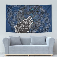 Viking Wolf and Valknut Tapestry Nordic Knotwork Rune Illustration