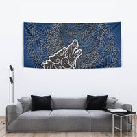 Viking Wolf and Valknut Tapestry Nordic Knotwork Rune Illustration