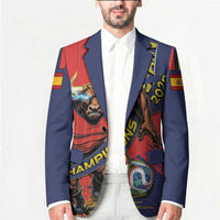 Spain Football 2026 Champions Blazer Bull Mascot Illustration In Spanish National Colors Comic Style