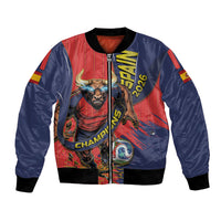 Spain Football 2026 Champions Bomber Jacket Bull Mascot Illustration In Spanish National Colors Comic Style
