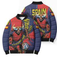 Spain Football 2026 Champions Bomber Puffer Jacket Bull Mascot Illustration In Spanish National Colors Comic Style