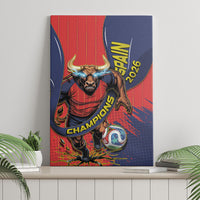 Spain Football 2026 Champions Canvas Wall Art Bull Mascot Illustration In Spanish National Colors Comic Style