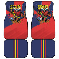 Spain Football 2026 Champions Car Mats Bull Mascot Illustration In Spanish National Colors Comic Style