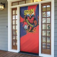 Spain Football 2026 Champions Door Cover Bull Mascot Illustration In Spanish National Colors Comic Style
